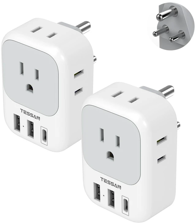 Main image of India Plug Adapter 2 Pack, Type D Travel Adapter