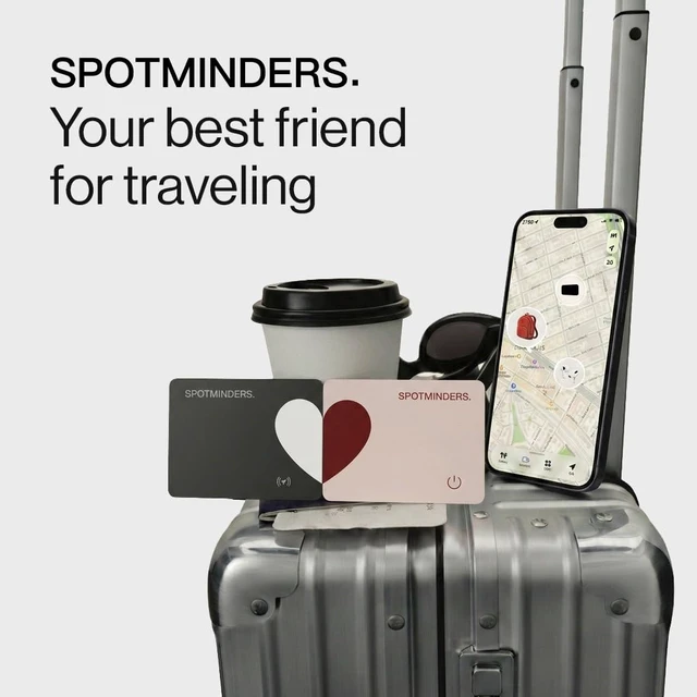 Alt view image 2 of 7 - SPOTMINDERS Apple MFi Certified Wallet Tracker 2-Pack Black & Pink (iOS Only) Travel Pack for Couples 0.07in Works with Apple Find My Rechargeable Tracking Card Slim Item Finder for Luggage, Passport