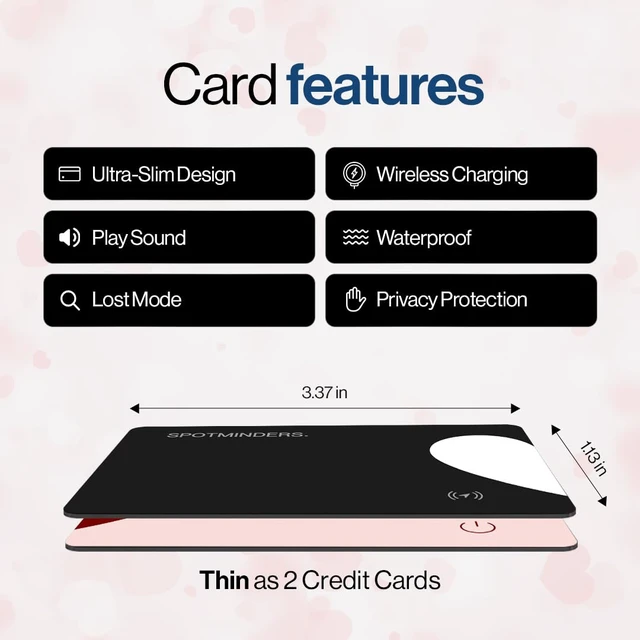 Alt view image 7 of 7 - SPOTMINDERS Apple MFi Certified Wallet Tracker 2-Pack Black & Pink (iOS Only) Travel Pack for Couples 0.07in Works with Apple Find My Rechargeable Tracking Card Slim Item Finder for Luggage, Passport