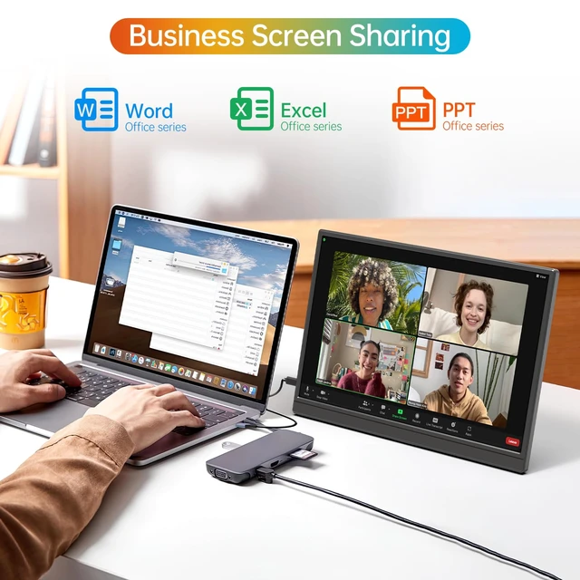 Alt view image 6 of 7 - 14 Inch Portable Monitor FHD1200P Ultra-Slim for Laptop Monitor, USB-C&HDMI Plug&Play,100% SRGB,Dual Speakers Extender Display. Built-in Stand,for Laptop,PC Phone Xbox PS4/5