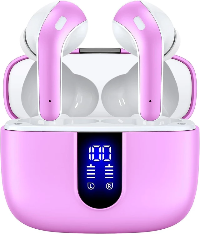 Main image of Bluetooth Headphones True Wireless Earbuds 60H Playback LED Power Display Earphones with Wireless Charging Case IPX5 Waterproof in-Ear Ear buds with Mic for TV Smart Phone Laptop Computer Sports