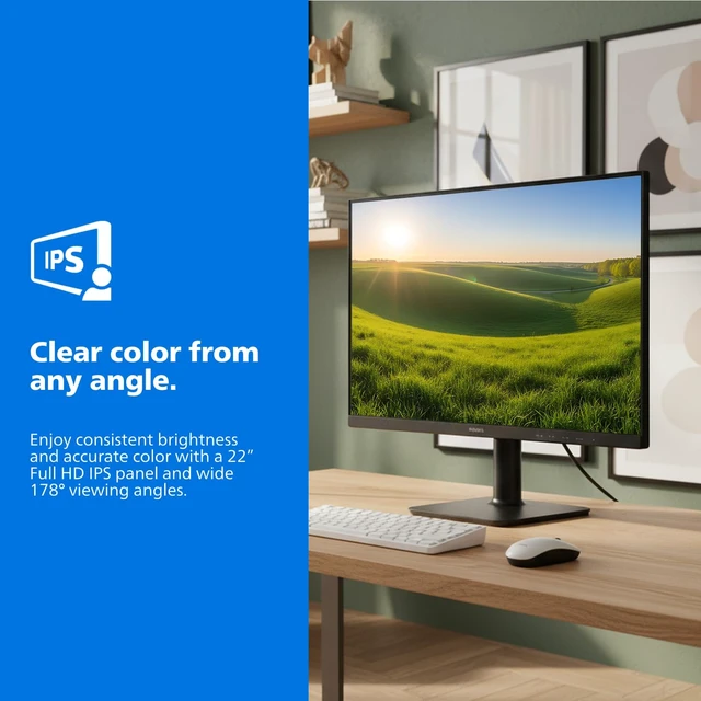 Alt view image 2 of 7 - 22 Inch Computer Monitor FHD 120Hz Overclocked IPS VESA, 22E2N1100 1920×1080 LED Monitor, 1ms MPRT, Adaptive Sync, HDMI 1.4, VGA, Flicker-Free, Low Blue Light, 4yr Advance Replacement