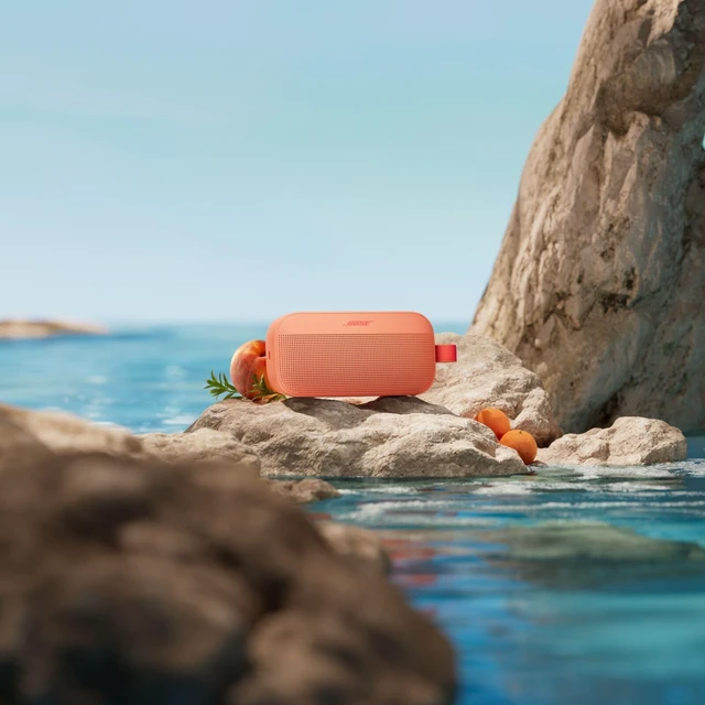 Alt view image 3 of 5 - SoundLink Flex Bluetooth Speaker (2nd Gen) - Portable Outdoor Speaker with Hi-Fi Audio, Waterproof and Dustproof, USB-C, Up to 12 Hours Battery Life, Sunset Peach - Limited Edition Color