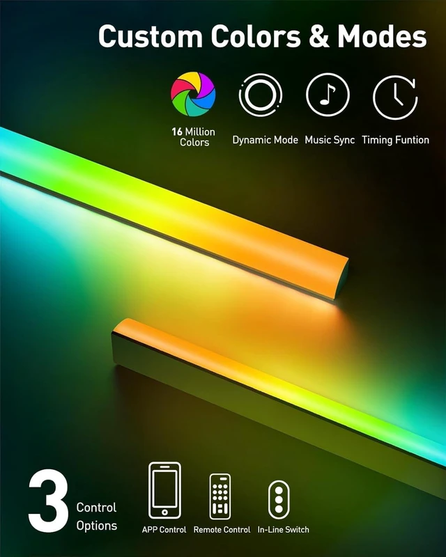 Alt view image 5 of 7 - Full Motion TV Wall Mount with LED Light for 2665 inch TVs Max VESA 400x400mm, RGB backlight with music sync for immersive viewing, extension, swivel, tilt and leveling, up to 99 lbs