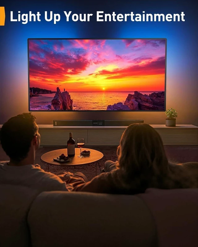 Alt view image 4 of 7 - Full Motion TV Wall Mount with LED Light for 2665 inch TVs Max VESA 400x400mm, RGB backlight with music sync for immersive viewing, extension, swivel, tilt and leveling, up to 99 lbs