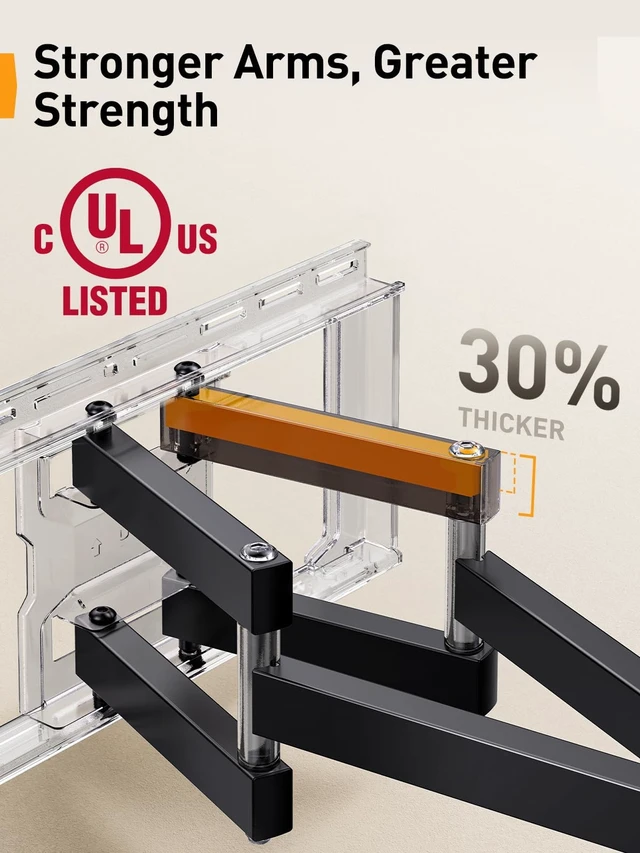 Alt view image 4 of 7 - UL Listed Full Motion TV Wall Mount for 42-90" TVs up to 132lbs Heavy Duty TV Mount with Dual Articulating Arms, Tool-Free Smooth Tilt, Swivel, Fits 16" Studs, Max VESA 600x400mm, PGLF8