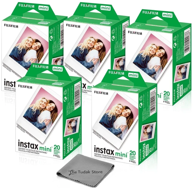Main image of Instax Mini Instant Film, 100 Sheets White Daylight ISO 800 for Instax Mini 13, 12, 11, 41 Cameras Bundeld with The Tudak Store Microfiber Cleaning Cloth