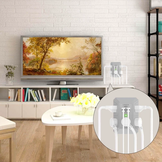 Alt view image 4 of 7 - Surge Protector, 5 Outlet Extender with 4 USB Ports(2USB-C) 1680 Joules, 3-Sided Power Strip, Multi Plug Wall Outlet Adapter Spaced for Home Travel, Grey