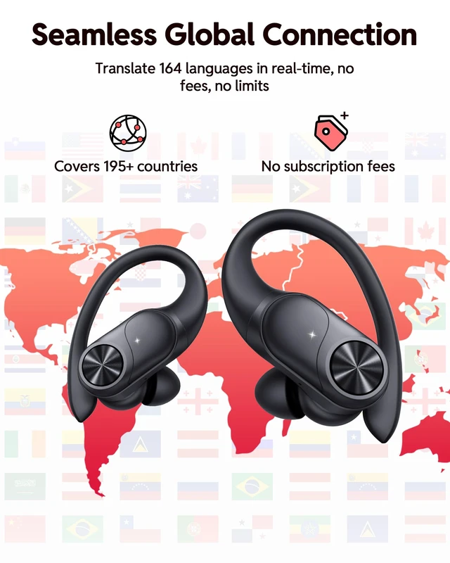 Alt view image 2 of 7 - Bluetooth Headphones Wireless Earbuds 80hrs Playtime Wireless Charging Case Digital Display Sports Ear Buds with Earhook Deep Bass IPX7 Waterproof Over-Ear Earphones for TV Phone Laptop Black