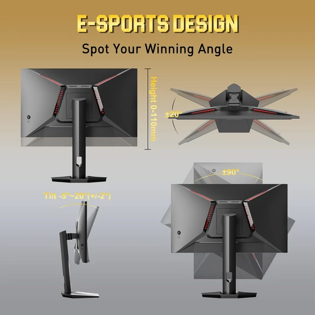 Alt view image 5 of 7 - 24.5 Inch Gaming Monitor QHD 1440P 300Hz 240Hz, 1ms Fast IPS Computer Monitor, 2× HDMI 2.1 Up to 300Hz, 2× DP 1.4 Up to 300Hz, 130% sRGB Eye Care VESA Support (DP Cable Included ES-G25F6Q Pro)