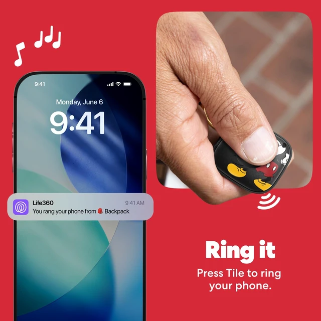 Alt view image 4 of 6 - Tile Starter Pack - Mickey Mouse - Bluetooth Trackers and Item Finders for Keys, Wallets & More. Both iOS and Android Compatible. Phone Finder. 2-Pack (Black Mate/Slim)