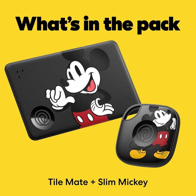 Alt view image 6 of 6 - Tile Starter Pack - Mickey Mouse - Bluetooth Trackers and Item Finders for Keys, Wallets & More. Both iOS and Android Compatible. Phone Finder. 2-Pack (Black Mate/Slim)