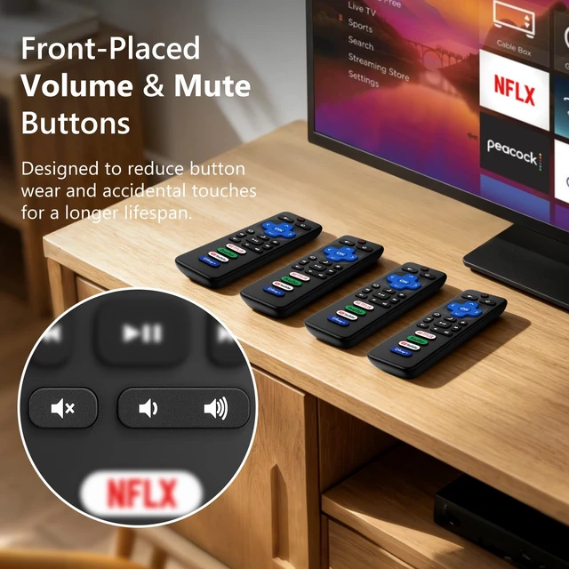 Alt view image 7 of 7 - (4 Pack) Replacement Remote for Roku TV, Universal Remote for TCL Roku TVs for TCL/Onn/Hisense/Sharp/Philips Roku TV Control (Not for Stick & Box), No Setup, Ready Out of the Box