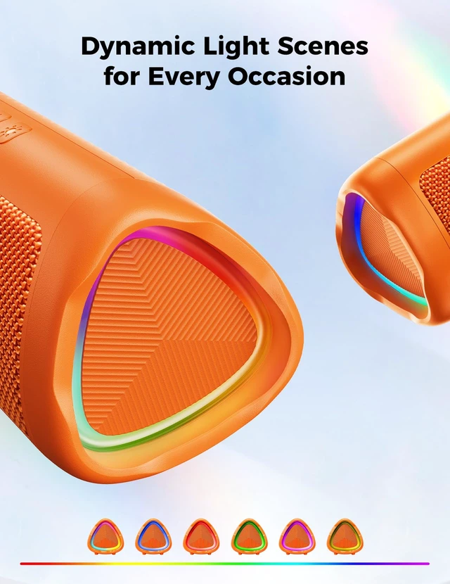 Alt view image 3 of 7 - Bluetooth Speaker, 20W HD Sound, Portable Wireless, IPX5 Waterproof, Up to 24H Playtime, TWS Pairing, for Home/Party/Outdoor/Camping/Beach Essentials, Electronic Gadgets, Birthday Gift (Orange)