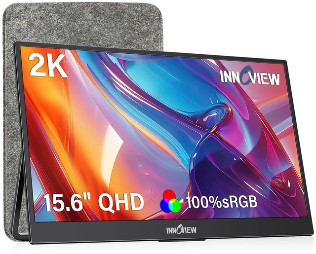Main image of 2K Portable Monitor 15.6" QHD 100% sRGB, Built-in 180° Adjustable Stand Travel Monitor USB C Standard HDMI Ultra-Slim Portable Monitor for Laptop MacBook Phone PS5 Xbox Switch