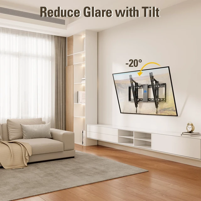 Alt view image 2 of 7 - Tilt TV Wall Mount for 42-70 Inch TVs, Tilt Up to 20 Degrees Fits VESA 200x100 to 600x400mm, up to 132 LBS Loading, Fits 16", 18", 24" Studs, MD2165-LK