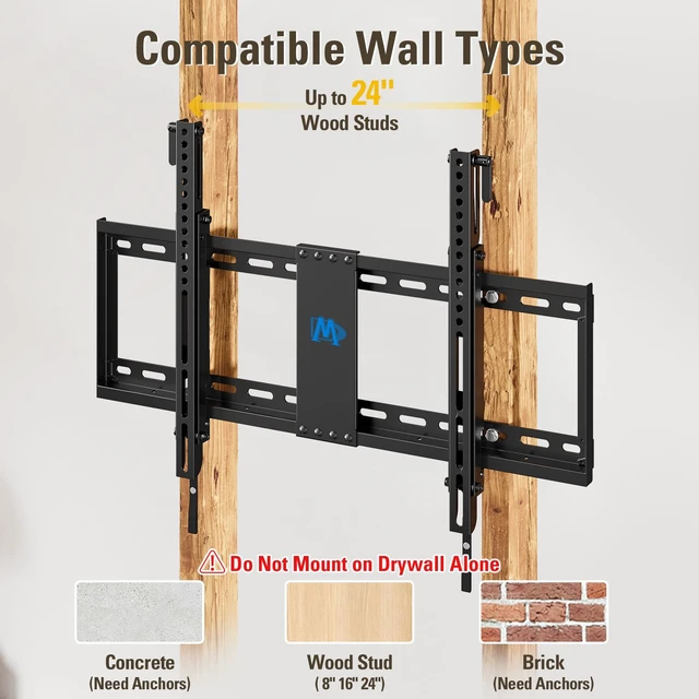 Alt view image 4 of 7 - Tilt TV Wall Mount for 42-70 Inch TVs, Tilt Up to 20 Degrees Fits VESA 200x100 to 600x400mm, up to 132 LBS Loading, Fits 16", 18", 24" Studs, MD2165-LK