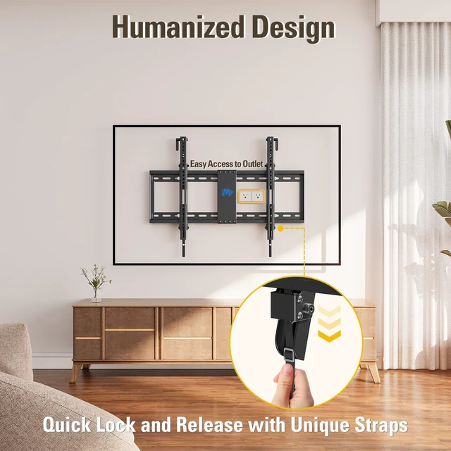 Alt view image 6 of 7 - Tilt TV Wall Mount for 42-70 Inch TVs, Tilt Up to 20 Degrees Fits VESA 200x100 to 600x400mm, up to 132 LBS Loading, Fits 16", 18", 24" Studs, MD2165-LK