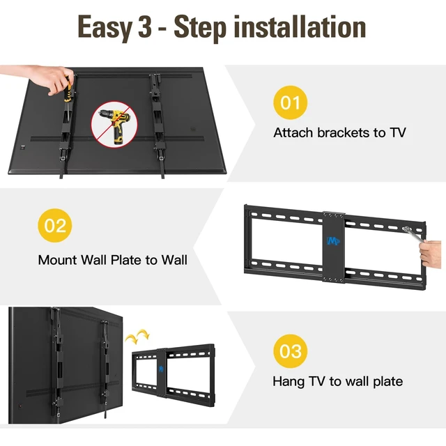 Alt view image 7 of 7 - Tilt TV Wall Mount for 42-70 Inch TVs, Tilt Up to 20 Degrees Fits VESA 200x100 to 600x400mm, up to 132 LBS Loading, Fits 16", 18", 24" Studs, MD2165-LK