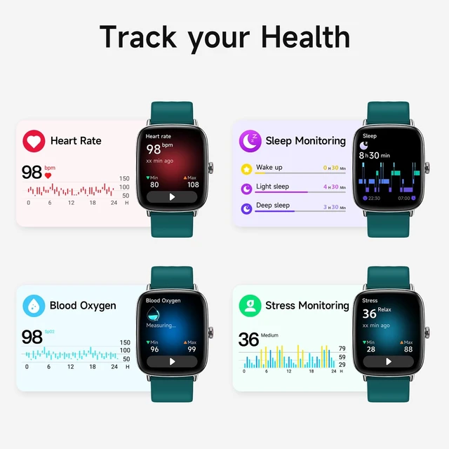 Alt view image 3 of 7 - Smart Watch for Men Women, 1.85" HD Smartwatch Compatible iPhone/Samsung/Android (Answer/Make Calls), 100+ Sport Modes Fitness Tracker with Heart Rate/Sleep/Step Monitor, IP68 Waterproof, 2 Bands