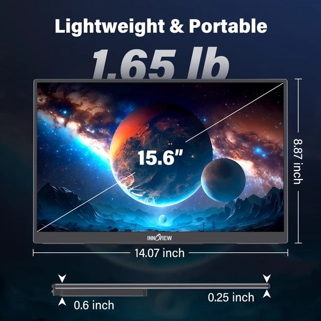 Alt view image 7 of 7 - 15.6" Portable Monitor 60Hz 4K UHD 3840x2160 100% sRGB HDR Travel Monitor with 2 USB-C & HDMI Ports Second Screen for Laptop Mac PC Xbox PS5 Switch (Includes Adapter)