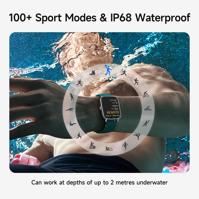 Alt view image 4 of 7 - Smart Watch for Men Women, 1.85" HD Smartwatch Compatible iPhone/Samsung/Android (Answer/Make Calls), 100+ Sport Modes Fitness Tracker with Heart Rate/Sleep/Step Monitor, IP68 Waterproof, 2 Bands