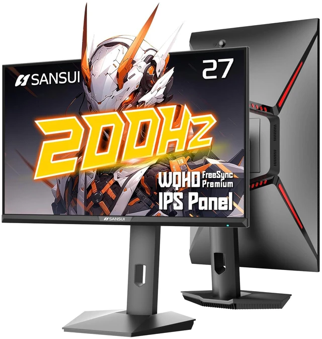 Main image of Gaming Monitor 27 inch 1440p 200Hz 180Hz Computer Monitor 1ms Fast IPS, WQHD, FreeSync Premium, Brightness 400Nits, 130% sRGB, 10Bits, HDR, ErgoStand, VESA Mount, 2×DP 1.2 & 2×HDMI