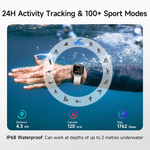 Alt view image 3 of 7 - Smart Watch for Women, 1.85" HD Smartwatch Compatible iPhone/Samsung/Android (Answer/Make Calls), 100+ Sport Modes Fitness Tracker with Heart Rate/Sleep/Step Monitor, IP68 Waterproof (Beige)