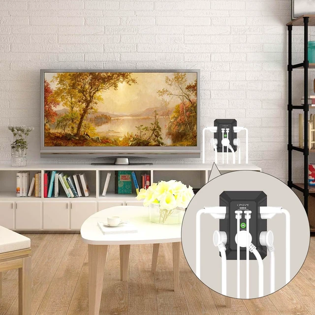 Alt view image 3 of 7 - Surge Protector, 5 Outlet Extender with 4 USB Ports(2USB-C) 1680 Joules, 3-Sided Power Strip, Multi Plug Wall Outlet Adapter Spaced for Home, Black