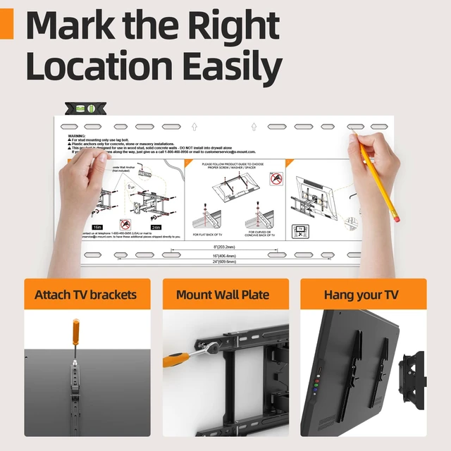 Alt view image 7 of 7 - 42-86 '' Full Motion TV Wall Mount 24 Inch Studs, Heavy Duty TV Mount 24 inch Studs, Swivel Tilt Extension Level, up to 110 lbs & 600x400mm VESA