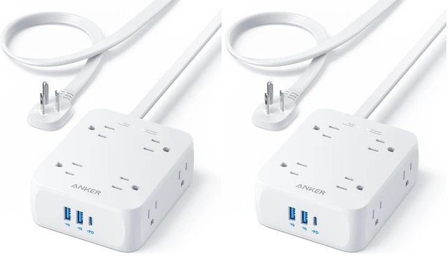 Main image of Power Strip with 2000J Surge Protector, 10ft Outlet Extender, 20W 8AC (Pack of 2)