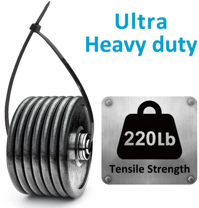 Alt view image 4 of 7 - Large Zip Ties Heavy Duty Outdoor 24 inch (250 Pack), Heavy Duty Zip Ties 220 lbs, Black, by