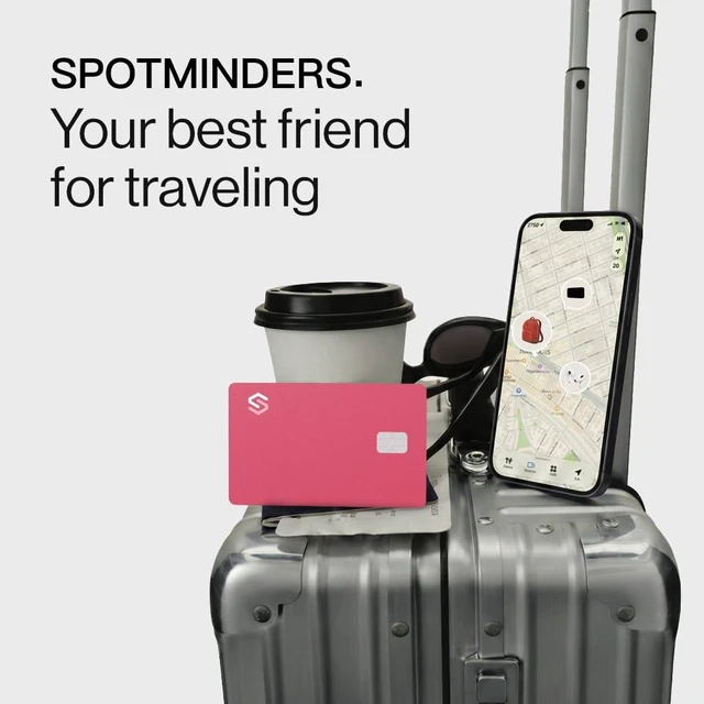 Alt view image 2 of 7 - SPOTMINDERS Apple MFi Certified Credit Card Wallet Tracker PRO Pink (iOS Only) Travel Essentials for Women Works with Apple Find My Rechargeable Tracking Card IP68 0.07in Slim Item Finder for Passport