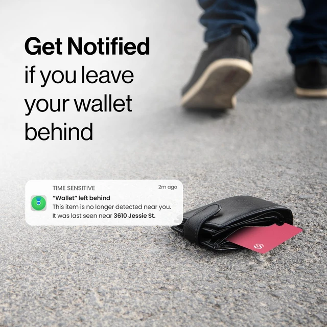 Alt view image 5 of 7 - SPOTMINDERS Apple MFi Certified Credit Card Wallet Tracker PRO Pink (iOS Only) Travel Essentials for Women Works with Apple Find My Rechargeable Tracking Card IP68 0.07in Slim Item Finder for Passport