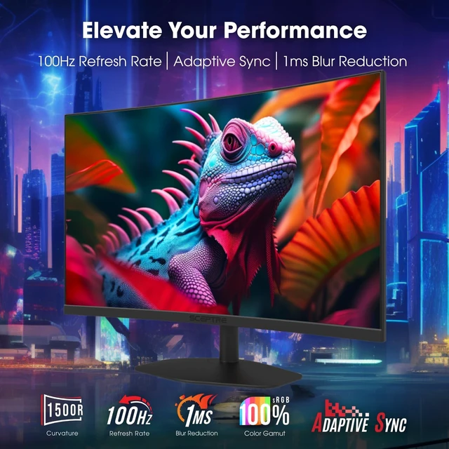Alt view image 3 of 7 - Curved 27-inch Prime Gaming Monitor 1500R 100Hz HDMI X2 DisplayPort 1ms 100% sRGB, Build-in Speakers Machine Black 2025 (C275W-FW100T Series)
