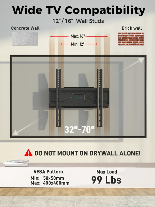 Alt view image 4 of 5 - UL Listed Full Motion TV Wall Mount for Most 32-70 inch TVs, Wall Mount TV Bracket for 40 50 55 65 inch tv with Smooth Swivel, Tilt, Extension, Level-Has Hardware & Drill Template (Pack of 2)