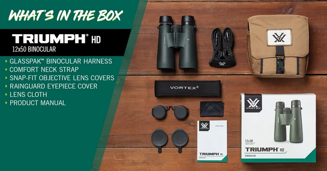 Alt view image 6 of 7 - Triumph HD 12x50 Binoculars HD Optics, Tripod Adaptable, Waterproof, Fogproof, Shockproof, Included Glasspak Harness - Unlimited, Unconditional
