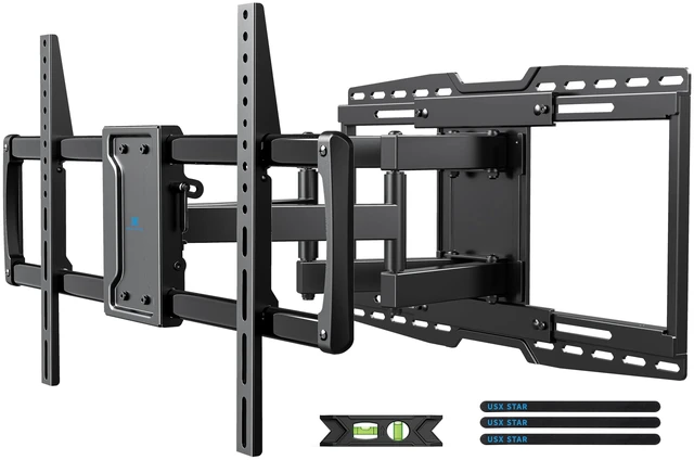 Main image of Full Motion TV Wall Mount Sliding Stud for 70 75 85 86 90 Inch TVs Fit 42-97" TV, Hold 150lbs, Swivel +/-45°, Tilt +5/-15°, Level +/-3°, 19.09" Arm Extension, VESA 600x400mm, Fit 16"/24" Stud