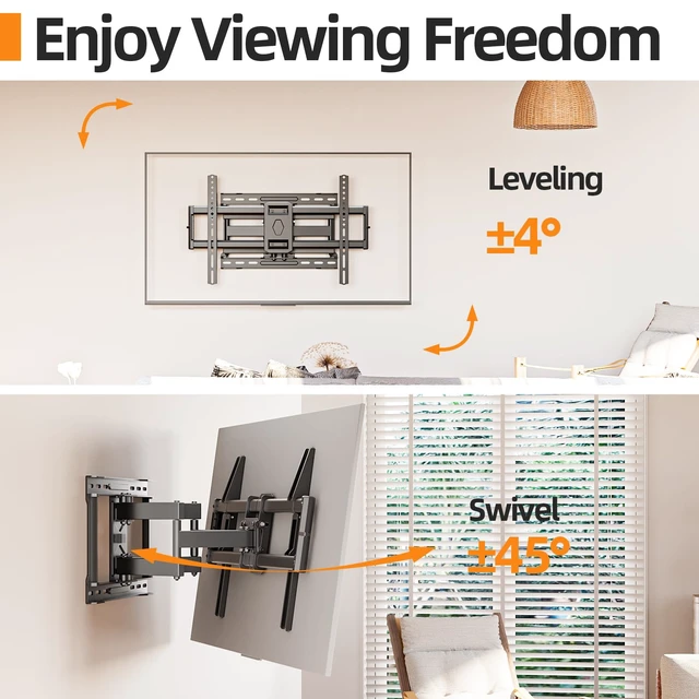 Alt view image 4 of 6 - 75 85 90 inch Full Motion TV Wall Mount for 40-90'' TV Mount, Heavy Duty Adjustable articulating Bracket Tilt Swivel Extension Level, VESA 600x400mm, 16" Studs, 132 lbs for 65 70 75+ TVs