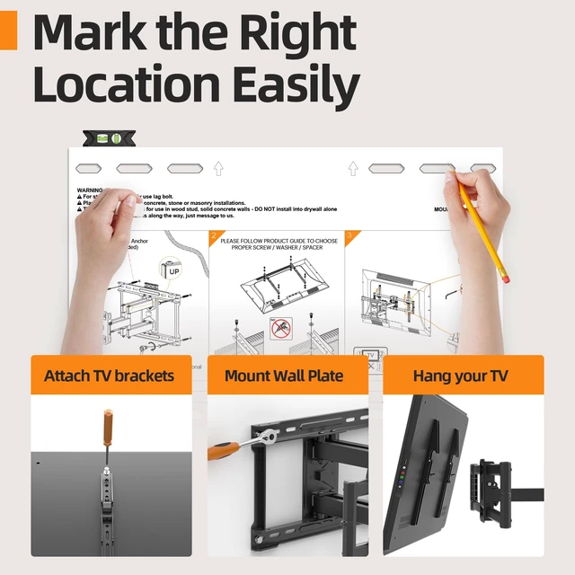 Alt view image 6 of 6 - 75 85 90 inch Full Motion TV Wall Mount for 40-90'' TV Mount, Heavy Duty Adjustable articulating Bracket Tilt Swivel Extension Level, VESA 600x400mm, 16" Studs, 132 lbs for 65 70 75+ TVs