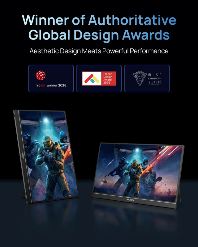 Alt view image 5 of 7 - 16.1'' 144Hz Portable Gaming Monitor 106% sRGB - Z1FC 1080P FHD Kickstand Portable Monitor with HDR, Ultra Slim, Eye Care, External Second Screen for Laptop, PC, PS5, Mac, Xbox