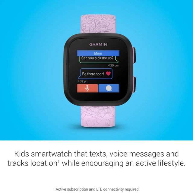 Alt view image 3 of 6 - Bounce, Kids Smartwatch, Two-Way Text and Voice Messaging, Location Tracking, Lilac Floral