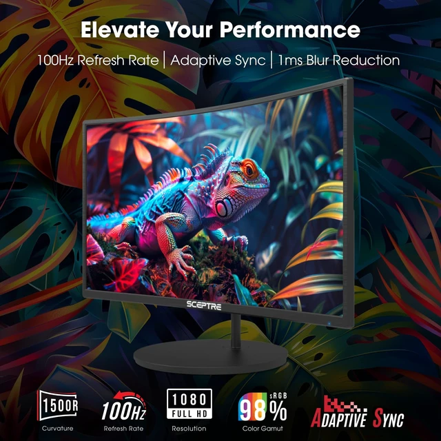 Alt view image 4 of 6 - New! Curved 24-inch Gaming Monitor 100Hz 1080p R1500 98% sRGB HDMI x2 VGA Build-in Speakers, VESA Wall Mount Machine Black 2026 (C248W-1920RN Series)
