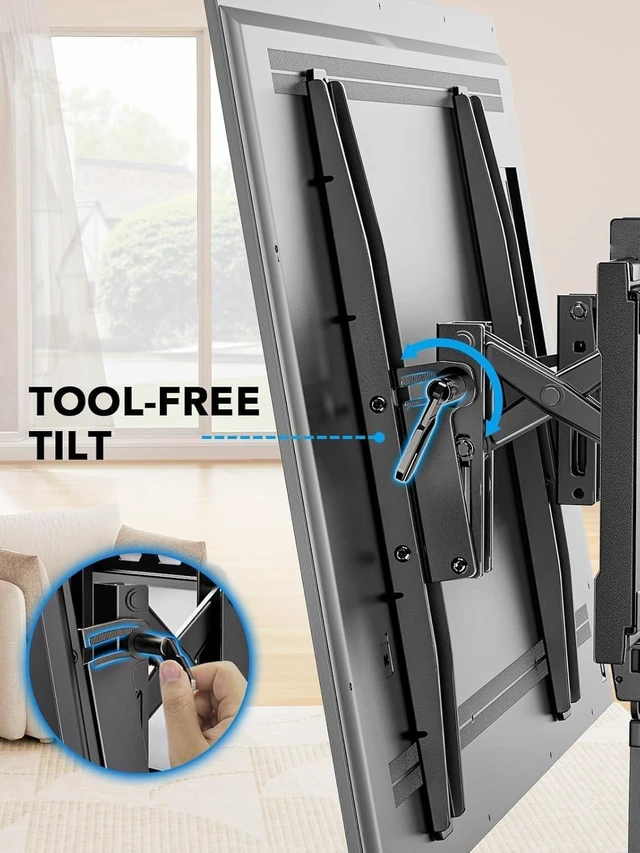 Alt view image 5 of 7 - Advanced Tilt TV Mount for 4290 inch TVs up to 132 lbs TV Mount Bracket with 15° Full Tilt, 6-inch Arm Extension, Slide to Center, 16/18/24 Wood Studs, Max VESA 600x400mm