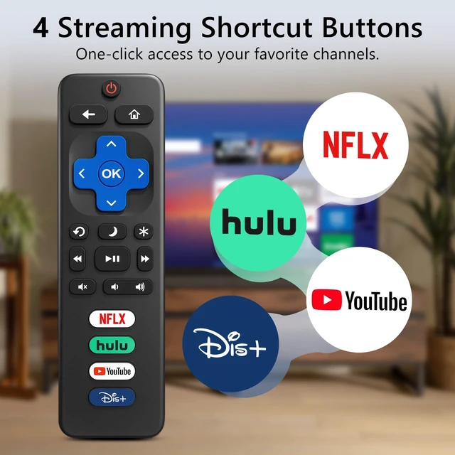 Alt view image 4 of 7 - (4 Pack) Replacement Remote for Roku TV, Universal Remote for TCL Roku TVs for TCL/Onn/Hisense/Sharp/Philips Roku TV Control (Not for Stick & Box), No Setup, Ready Out of the Box