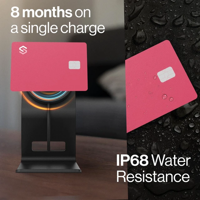 Alt view image 6 of 7 - SPOTMINDERS Apple MFi Certified Credit Card Wallet Tracker PRO Pink (iOS Only) Travel Essentials for Women Works with Apple Find My Rechargeable Tracking Card IP68 0.07in Slim Item Finder for Passport