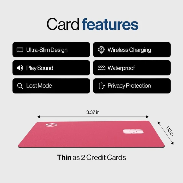 Alt view image 7 of 7 - SPOTMINDERS Apple MFi Certified Credit Card Wallet Tracker PRO Pink (iOS Only) Travel Essentials for Women Works with Apple Find My Rechargeable Tracking Card IP68 0.07in Slim Item Finder for Passport