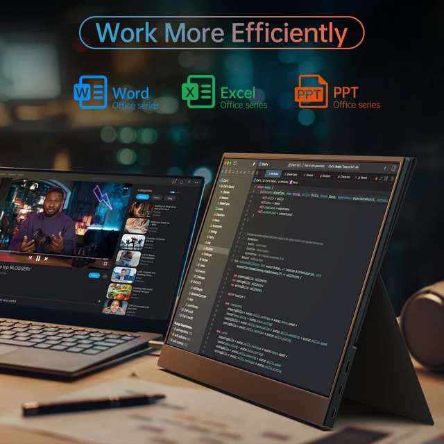 Alt view image 5 of 6 - True 4K Portable Monitor - 15.6inch UHD 3840×2160 100% sRGB USB-C HDMI External Second Monitor Portable IPS Screen Computer Display with Speakers for Laptop MacBook Switch PS5/4 Xbox