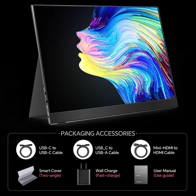 Alt view image 6 of 6 - True 4K Portable Monitor - 15.6inch UHD 3840×2160 100% sRGB USB-C HDMI External Second Monitor Portable IPS Screen Computer Display with Speakers for Laptop MacBook Switch PS5/4 Xbox