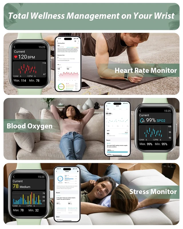 Alt view image 3 of 6 - Smart Watch for Men Women(Call Receive/Dial), Alexa Built-in, 1.8" Touch Screen Fitness Tracker with Heart Rate Sleep Tracking, 100 Sports Modes, 5ATM Waterproof Smartwatch for Android iPhone